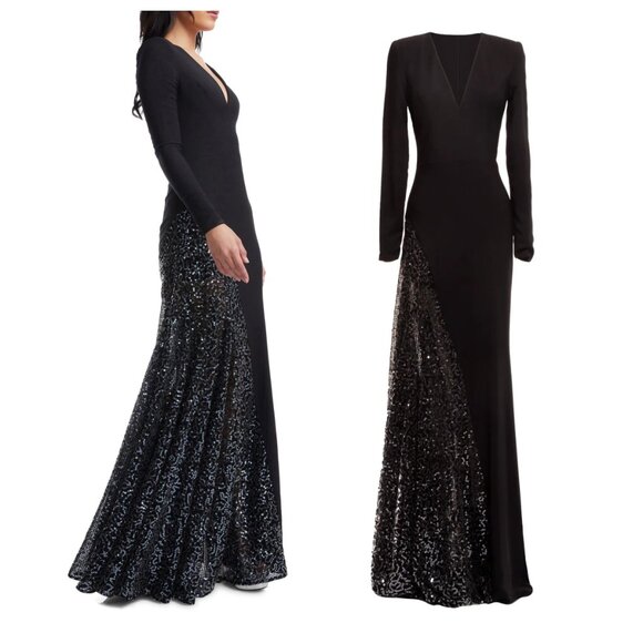 Dress the Population Winnie Sequin Panel Long Sleeve Gown - Picture 3 of 3